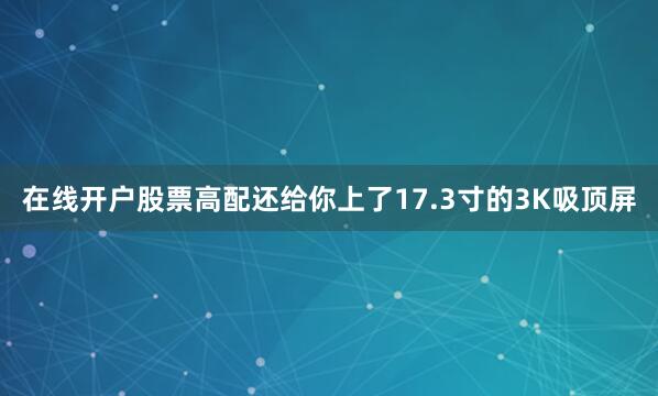 在线开户股票高配还给你上了17.3寸的3K吸顶屏
